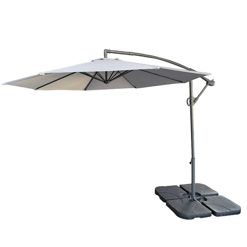 10 Ft Offset Cantilever Patio Umbrella With Crank And Tilt Adjustment For Pool, Deck, And Garden - Gray