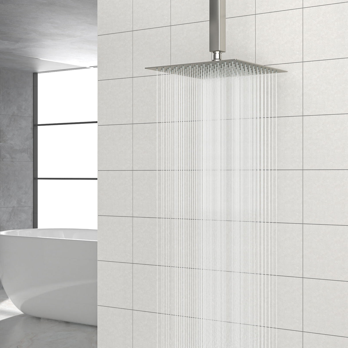 Modern 10" Square Rainfall Shower Head & Stainless Steel Wall Or Ceiling Mount Luxury Spa Shower Panel
