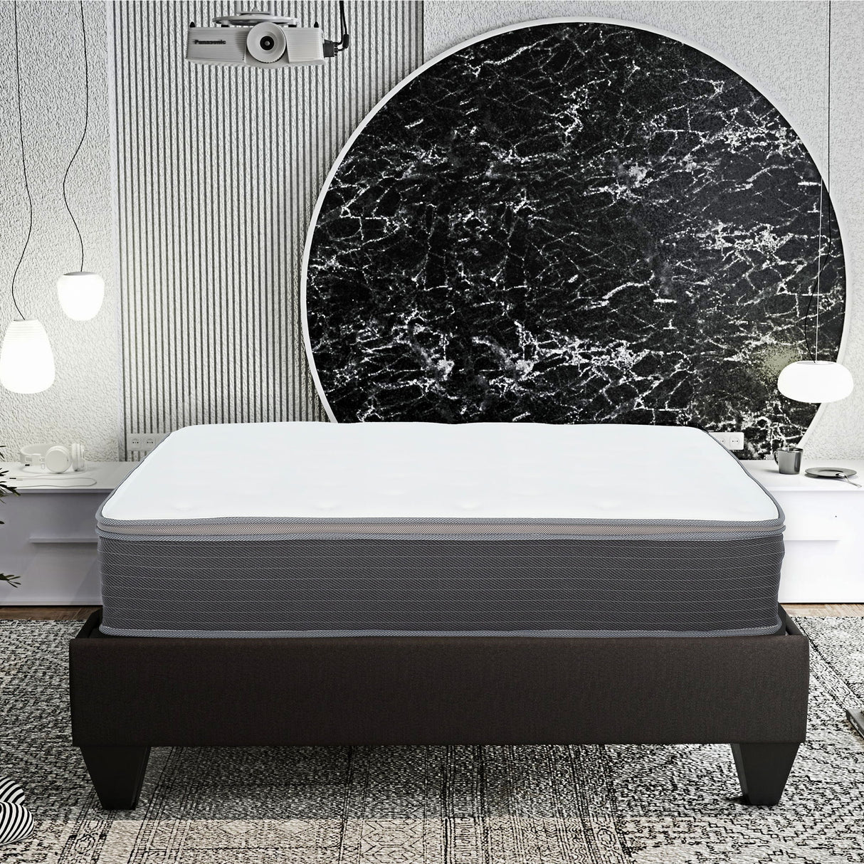 10" Full Size Hybrid Mattress In A Box, Gel Memory Foam Mattress Top With Pocket Coil Base - Gray / White