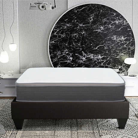 10" Full Size Hybrid Mattress In A Box, Gel Memory Foam Mattress Top With Pocket Coil Base - Gray / White