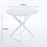 Mid-Century Dining Table For 4 - 6 People With Round MDF Table Top, Pedestal Dining Table, End Table Leisure Coffee Table, Cross Leg