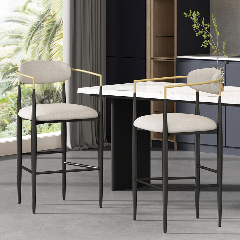 Upholstered Bar Stools With Backs For Kitchen Island (Set of 2)