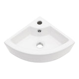 Triangle Porcelain Wall Mount Vessel Sink With Single Faucet Hole & Overflow - White