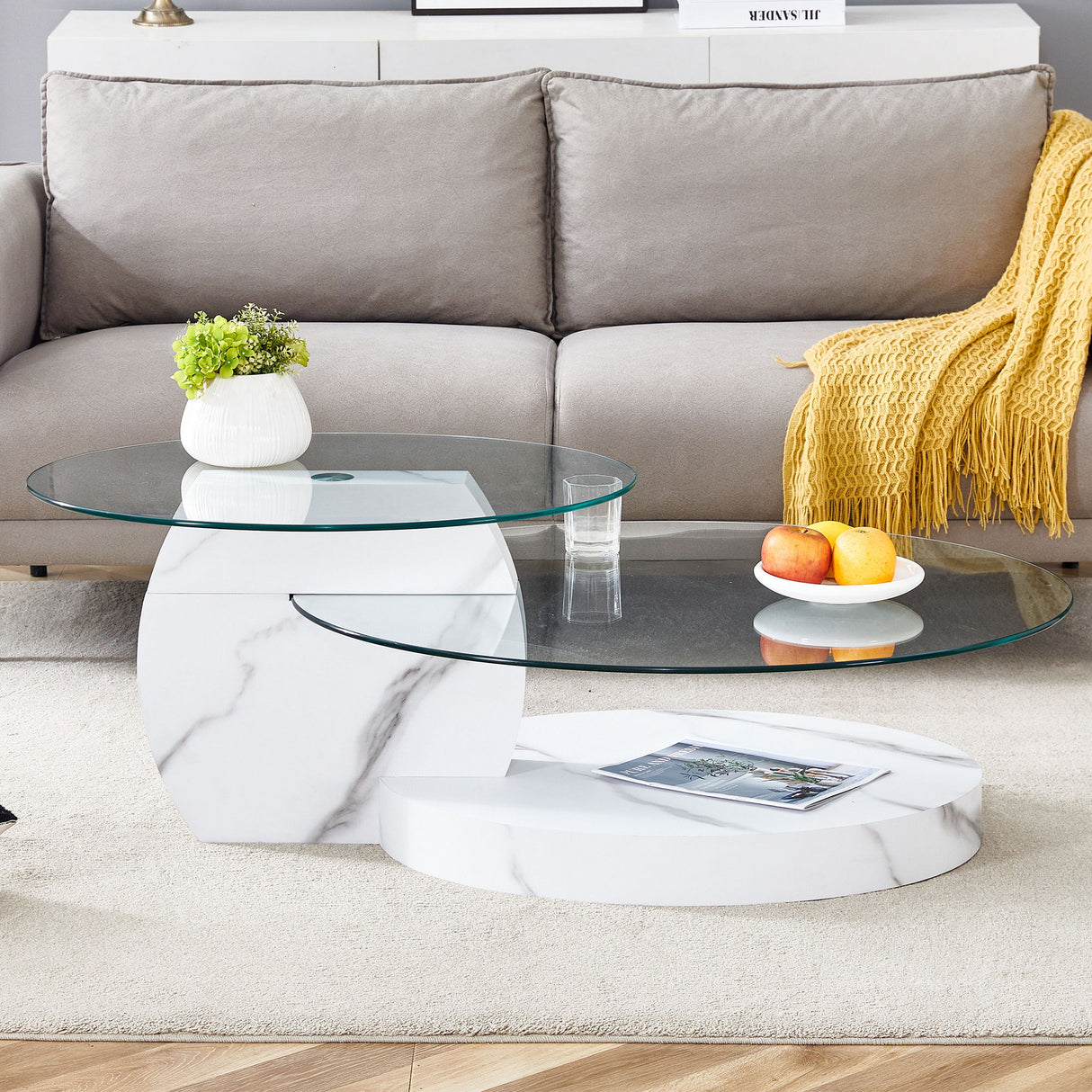 Contemporary Artistic Double Layer Coffee Table