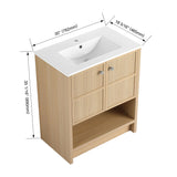 Modern Freestanding Bathroom Vanity With Ceramic Sink And Soft Closing Doors