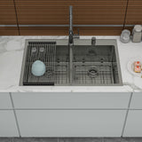 Double Bowl Drop In Kitchen Sink 33" X 22" With 16 Gauge Stainless Steel And 2 10" Deep Basins - Gunmetal Black