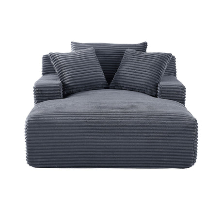 Cloudline - Oversized Chaise Lounge Chair In Soft Corduroy, Modern Comfy Couch With Full Foam Cushioning, Cozy Sleeper Sofabed For Living Room - Gray