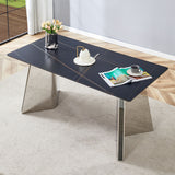 Modern Marble Patterned Dining Table With Stainless Steel Butterfly Legs