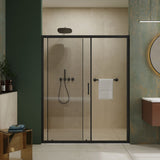 Single Sliding Shower Door, Thick Clear Tempered Glass Shower Door With Stainless Steel Handle