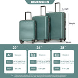 3 Piece Luggage Sets Lightweight Suitcase With Two Hooks, Spinner Wheels, Tsa Lock