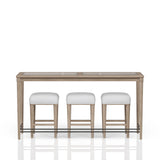 Glass Console Table With 3 Stools - Frosted