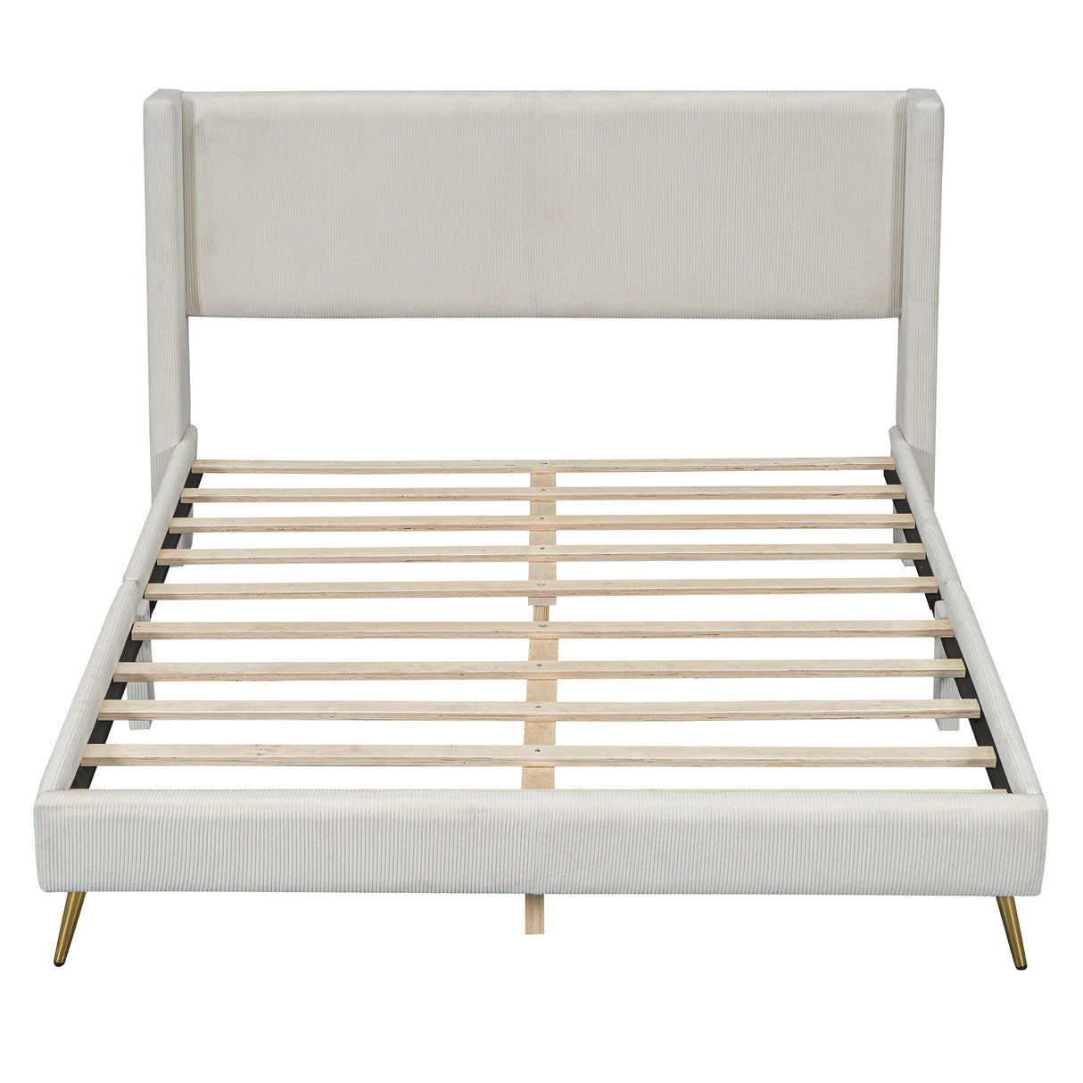 Platform Contemporary Bed With Legs And Upholstered Headboard