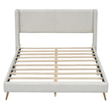 Platform Contemporary Bed With Legs And Upholstered Headboard