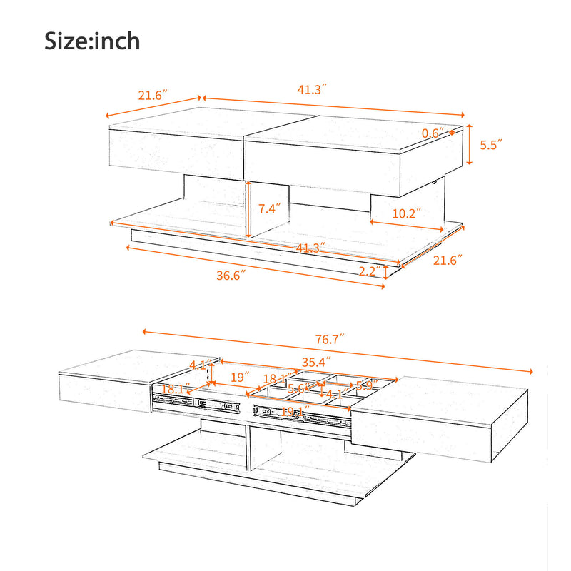 Multifunctional Adjustable Coffee Table With Hidden Storage Space For Living Room