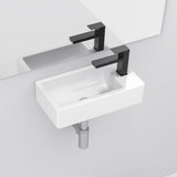 Modern Ceramic Rectangle Wall Mount Bathroom Sink With Single Faucet Hole