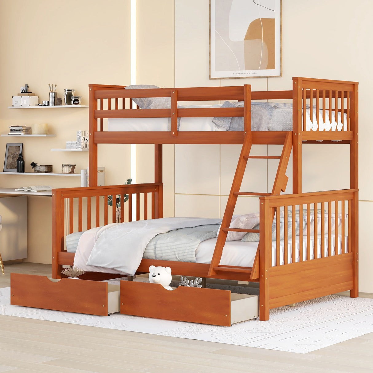 Bunk Bed With Ladders And 2 Storage Drawers