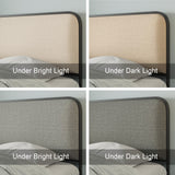 Modern Bed With Curved Upholstered Headboard And Footboard, Heavy Duty Metal Slats