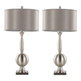 Joan - Contemporary Table Lamp (Set of 2) - Nickel / Gray Satin