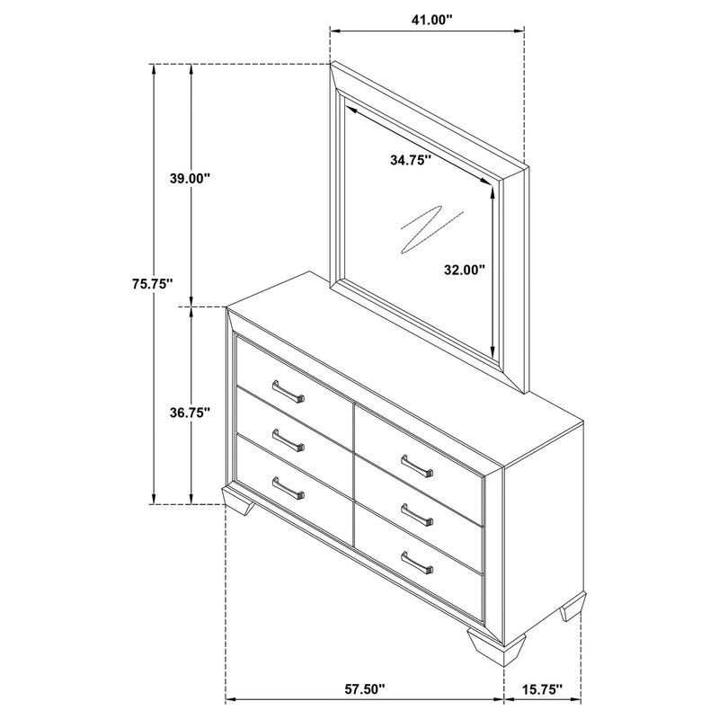 Holmgren - 6 Drawer Dresser With Mirror - Dark Coffee