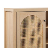 Transitional 2 Door Sideboard With Arched Rattan Panels