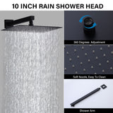 Modern Black Shower Faucet Set Rainfall System With 10" Shower Head And Handheld Combo Stainless Steel - Matte Black