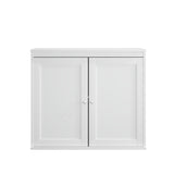 Kitchen Storage Cabinet With Double Doors, Adjustable Shelves, Sideboard Buffet For Dining Room - White