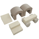 Indoor Soft Foam Climber Play Sets 7 In 1, Soft Play Equipment Climb And Crawl Playground For Toddlers, Kids Crawling And Climbing Active Play Structure - Coffee