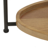 Oval Coffee Table With Metal Legs - White / Natural