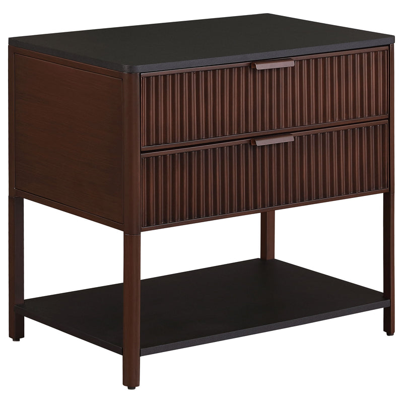 Tova - 2 Drawer Side Table With Shelf - Dark Brown