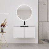Contemporary Wall Mounted Bathroom Vanity With Resin Double Sink