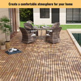 Interlocking Deck Tiles Striped Pattern, Waterproof Anti Mildew Brown