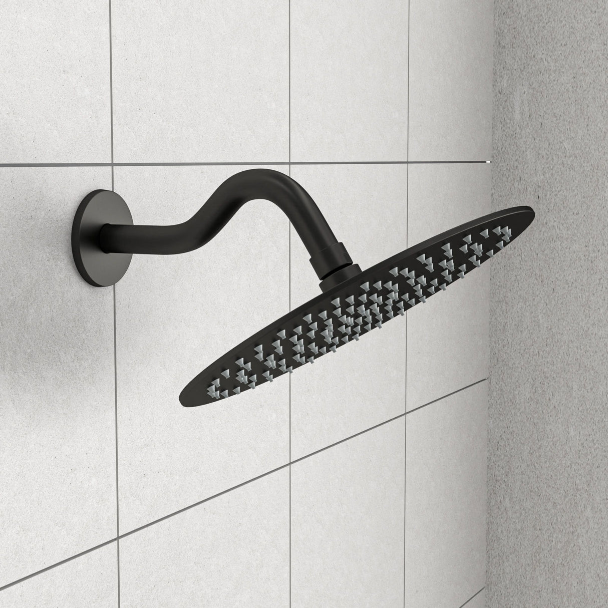 8" Shower Arm With Flange, Adjustable Angles - Matte Black