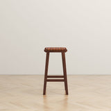 James - Mid-Century Modern Genuine Leather Counter Stool