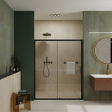 Single Sliding Shower Door, Thick Clear Tempered Glass Shower Door With Stainless Steel Handle