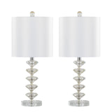 Diamond - Stacked Contemporary Crystal Table Lamp (Set of 2) - Clear / Off White / Chrome
