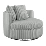 Mindy - Oversized Swivel Barrel Chair - Gray
