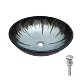 Crackle Vessel Sink With Pop Up Drain, Oval Bathroom Basin - Gray