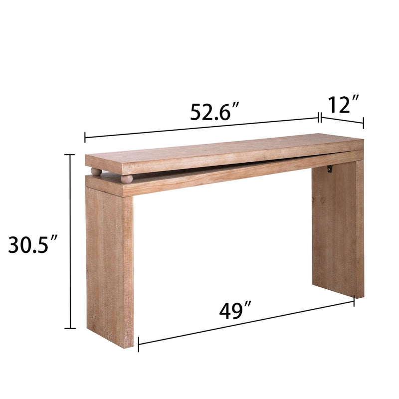 Slim Console Table, Narrow Entryway Table With Bead Detail - Light Natural / Natural