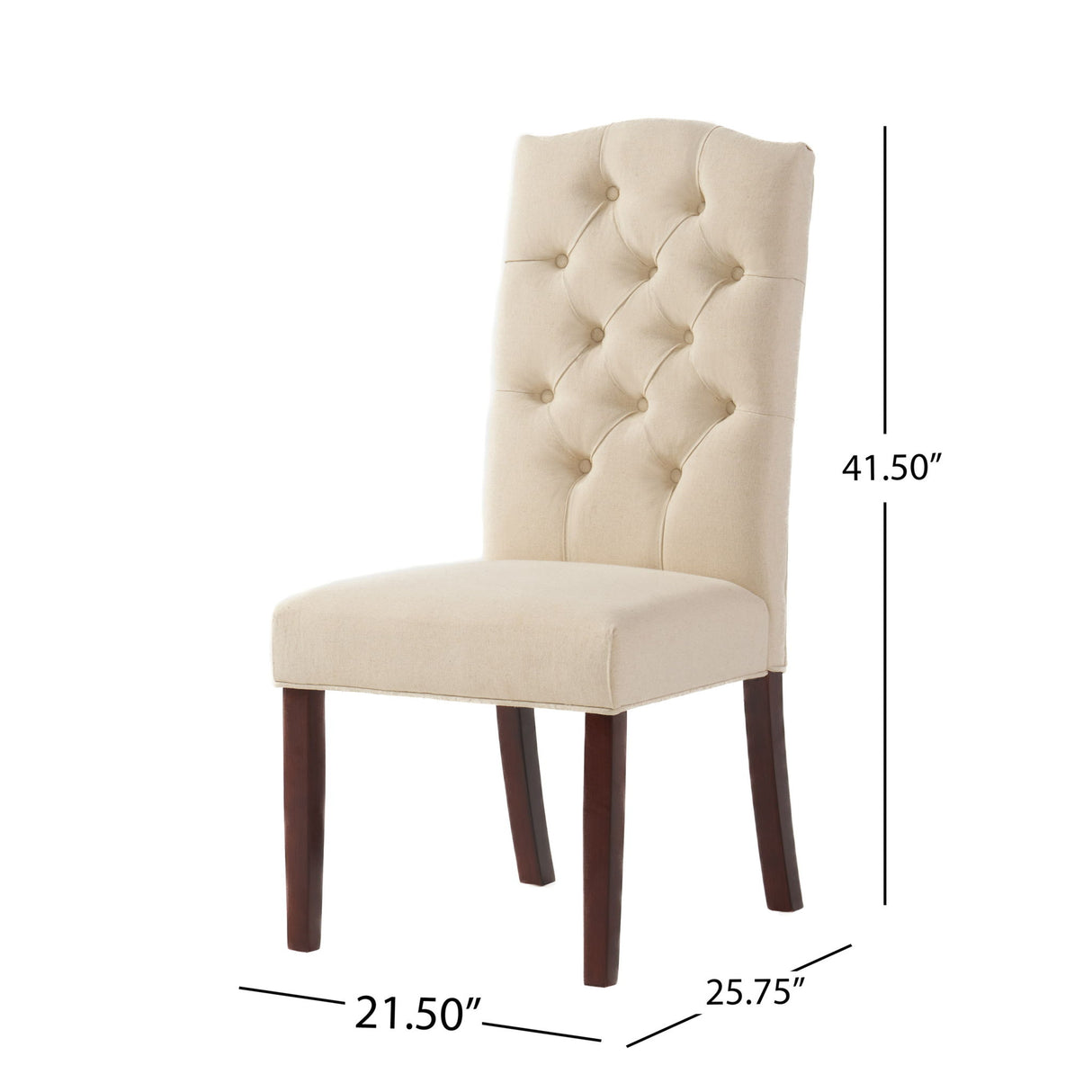 Harriet - Tufted Dining Chair Set Modern Farmhouse Style - Ivory Linen