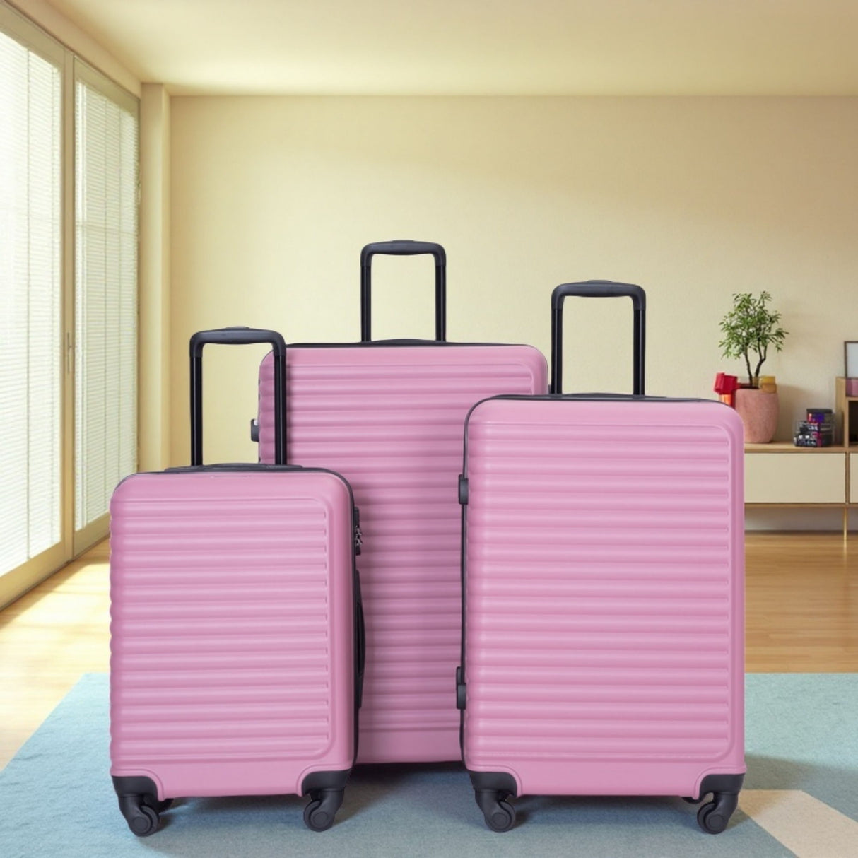 3 Piece Luggage Sets Lightweight Suitcase With Two Hooks, Spinner Wheels, Tsa Lock