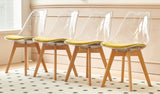 Dining Chair, Coffee Chair Wood Leg (Set of 4) - Transparent