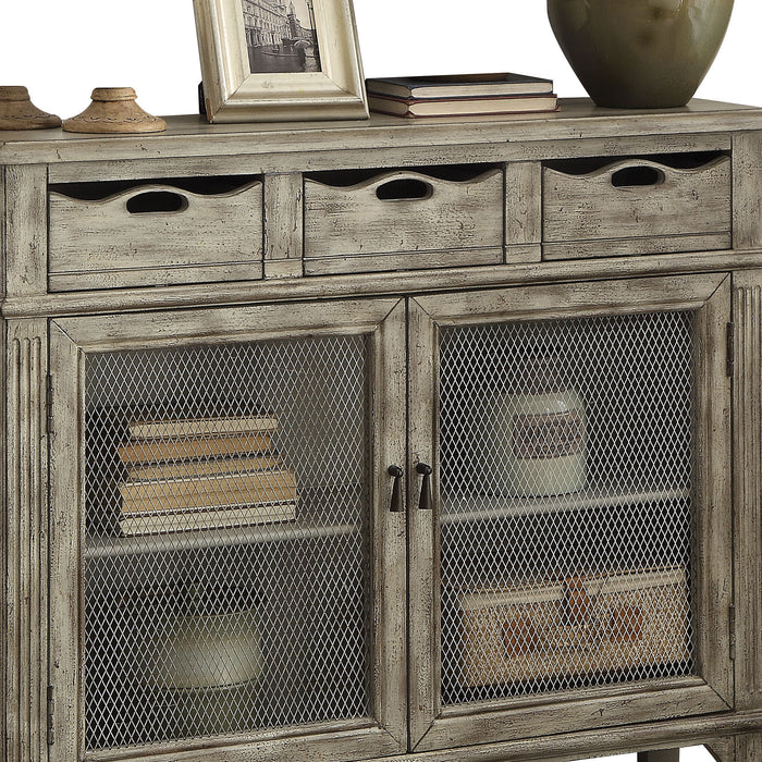 Weathered Grey 2-Door Console Cabinet with 3 Drawer