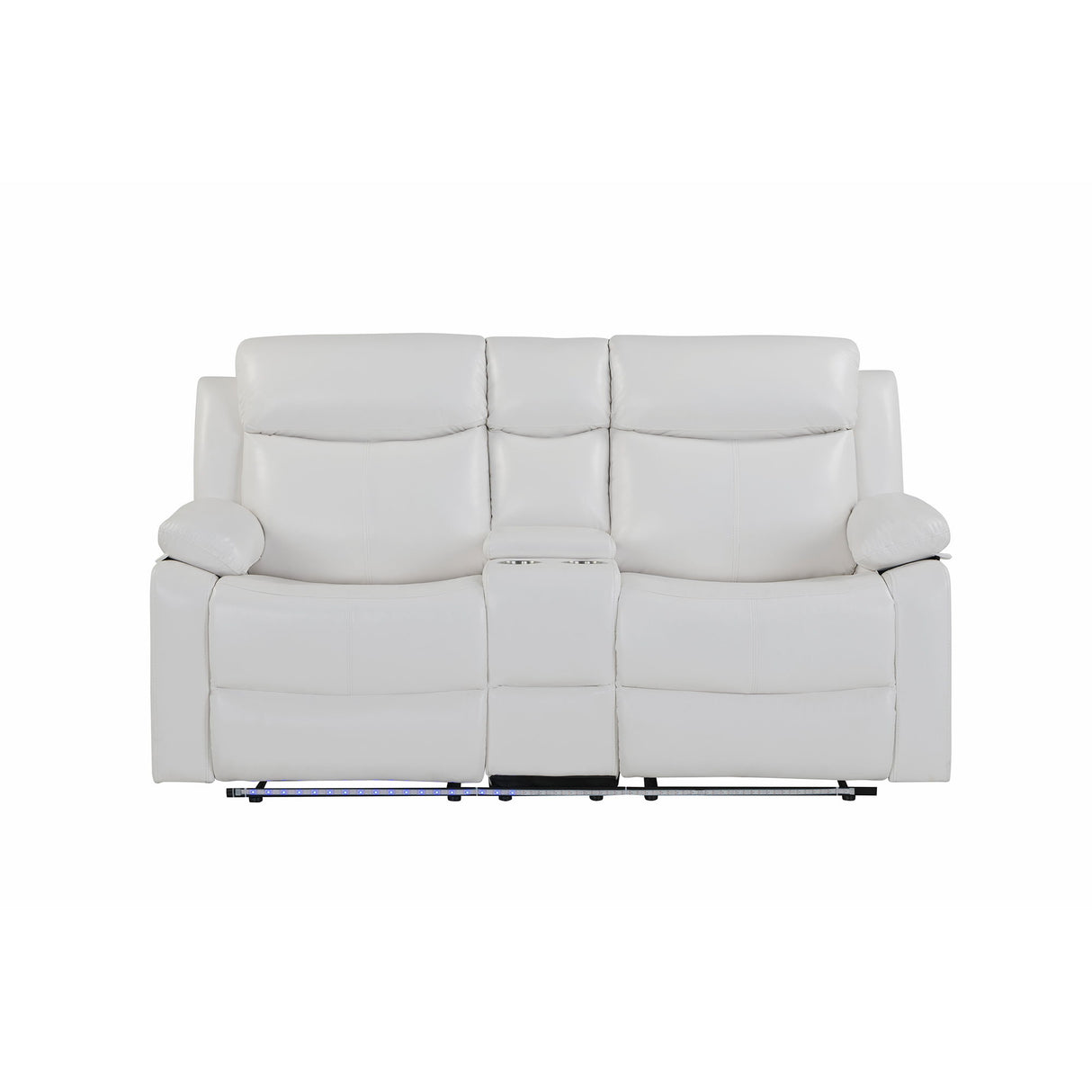 Blanche - Reclining Loveseat With LED Lights And Built In Speakers - White