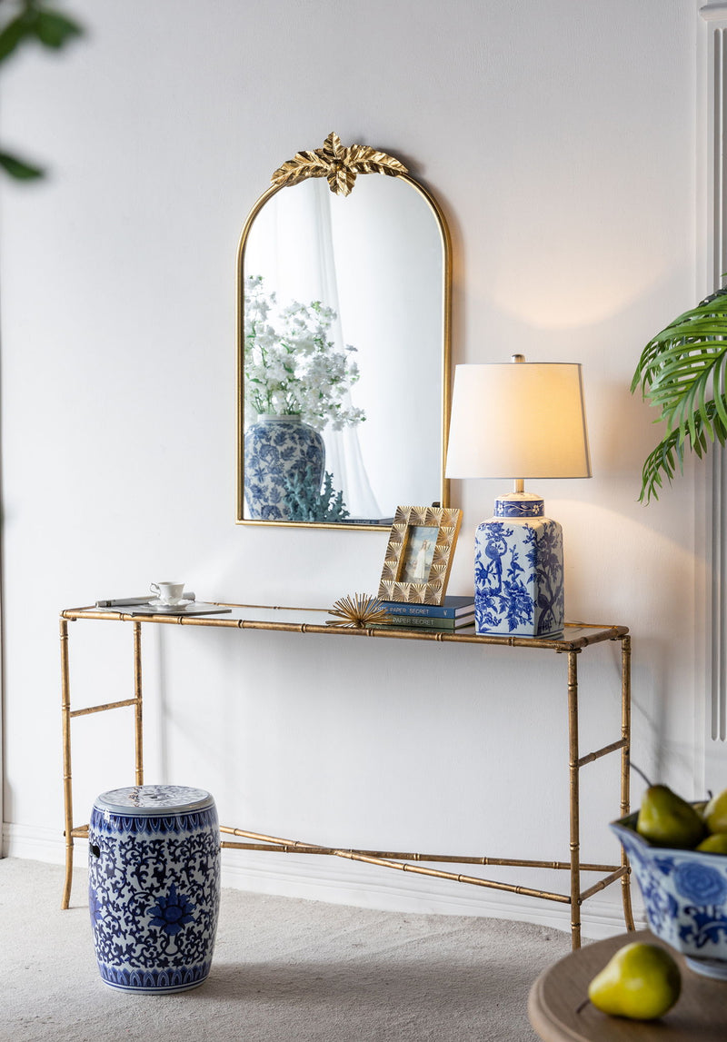 Arched Wall Mirror With Metal Frame, Wall Mirror For Living Room