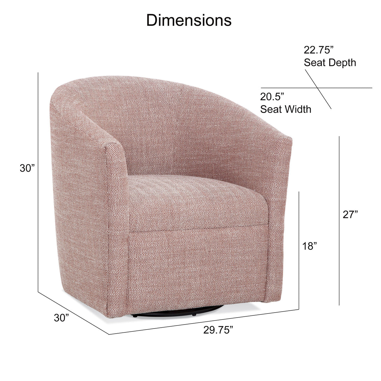 Lainey Henna - Swivel Barrel Chair Polyester Fabric - Red