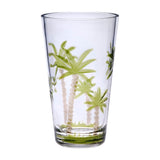 Palm Tree Design Acrylic Hi Ball Glasses Plastic, Bpa Free (Set of 4), 20Oz - Clear
