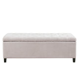 Elegant Design Tufted Top, Soft Close Storage Bench, Upholstered Fabric Solid