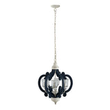 Wood Chandelier 6 Light Farmhouse Pendant Lighting Wood Hanging Light Fixture For Kitchen Living Dining Room, Bulb Not Included - Cream