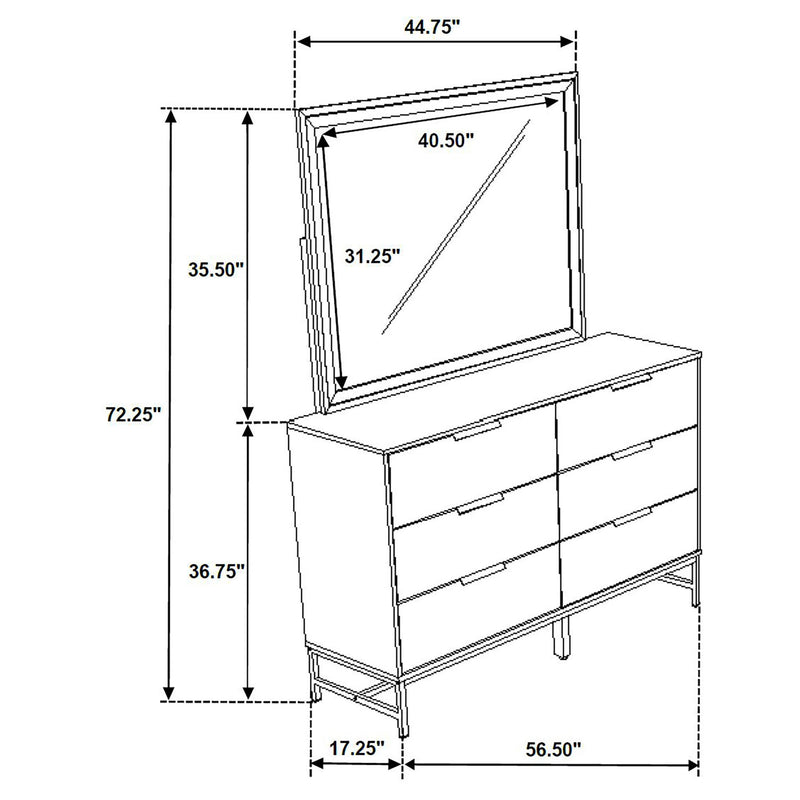 Taraval - 6 Drawer Dresser With Mirror - White
