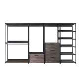 Monica - Wood Walk In Closet System, Powder Coated Metal Frame And Melamine - Rustic